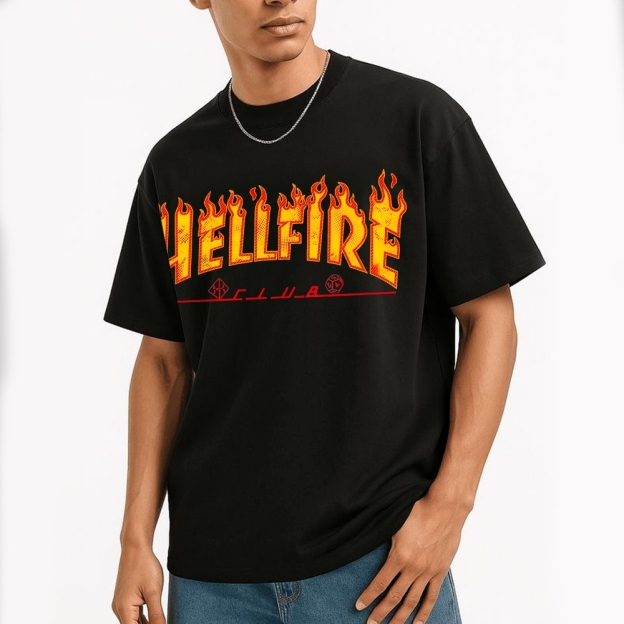 Flame Font Cotton T-shirt 