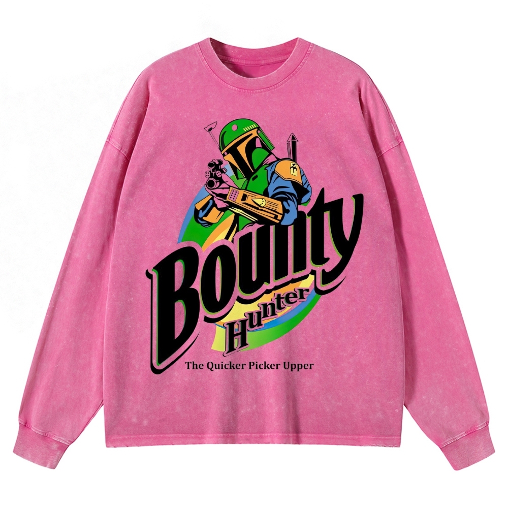 Bounty Hunter Retro Graphic Washed Long-Sleeved T-Shirt
