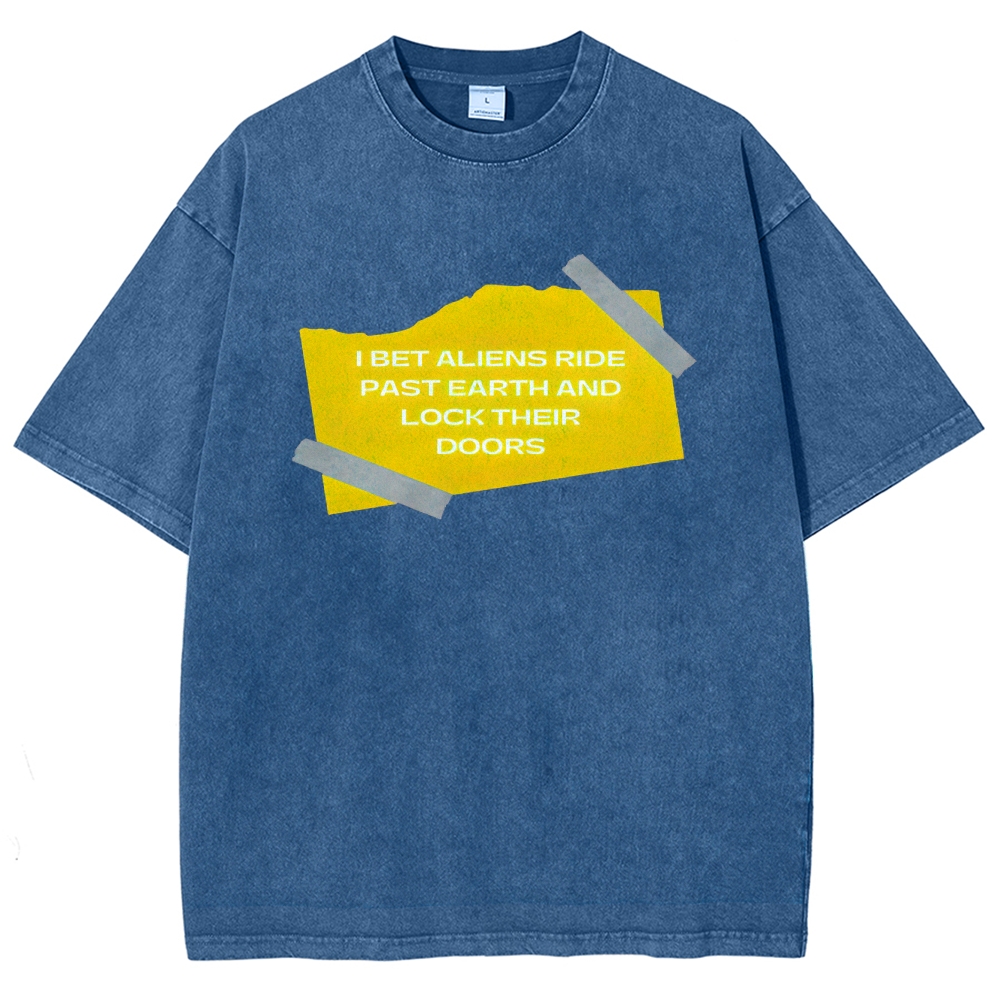 Aliens Lock Their Doors Graphic Washed T-Shirt
