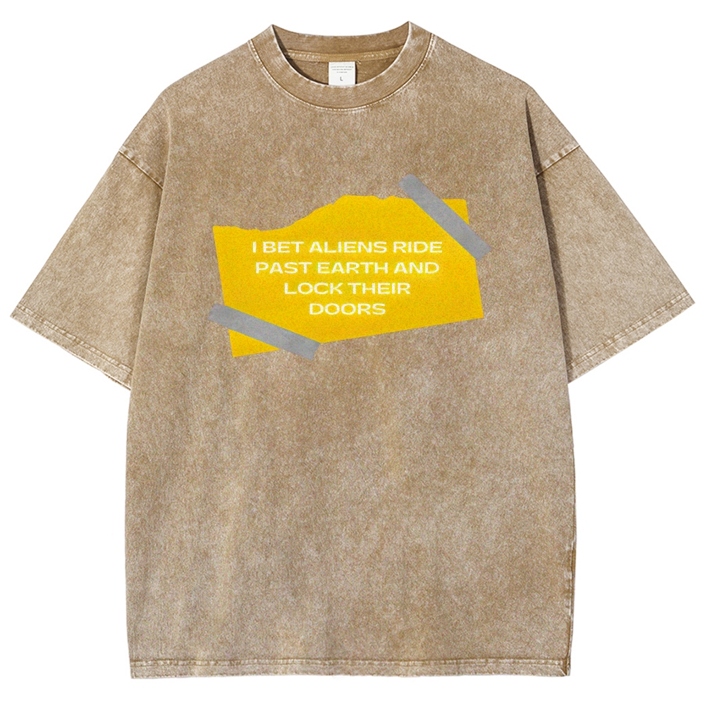 Aliens Lock Their Doors Graphic Washed T-Shirt