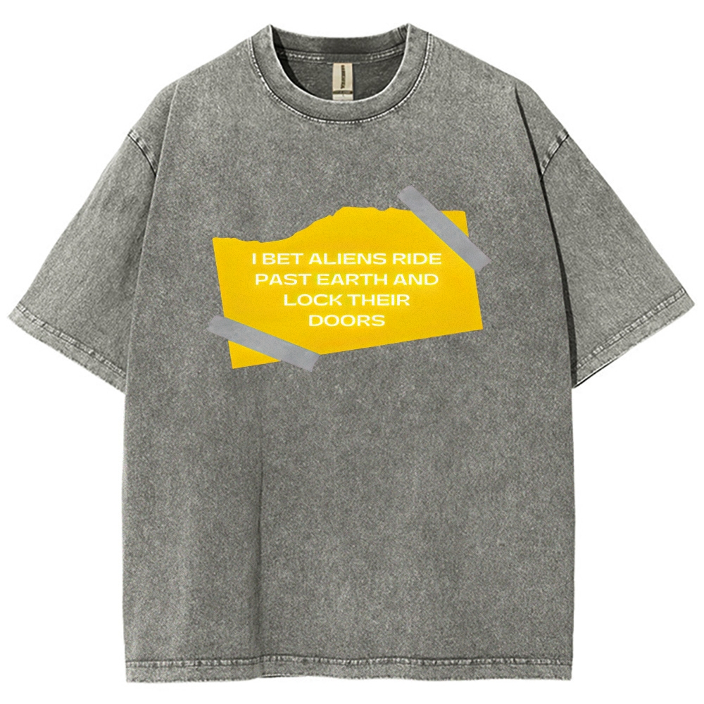 Aliens Lock Their Doors Graphic Washed T-Shirt