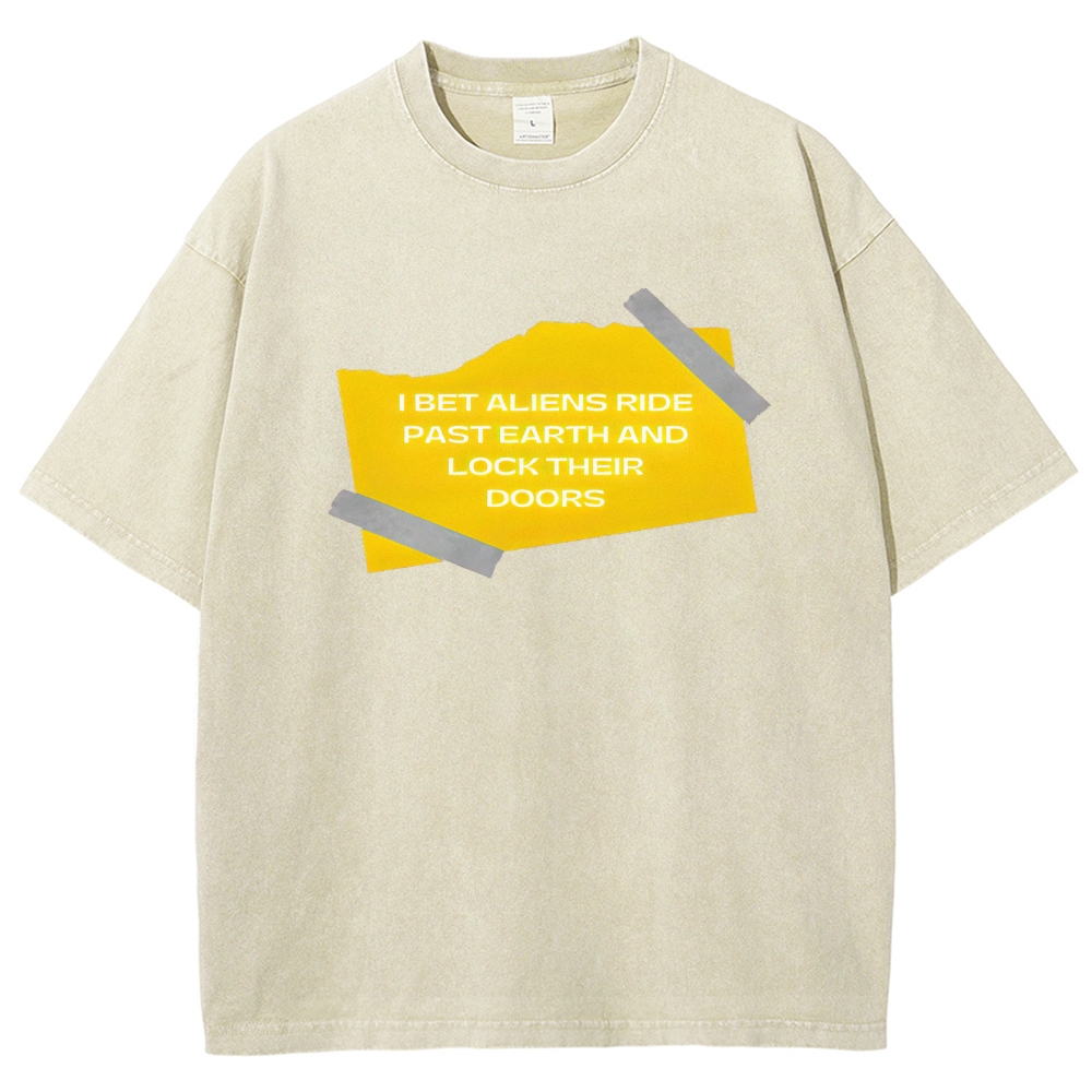 Aliens Lock Their Doors Graphic Washed T-Shirt
