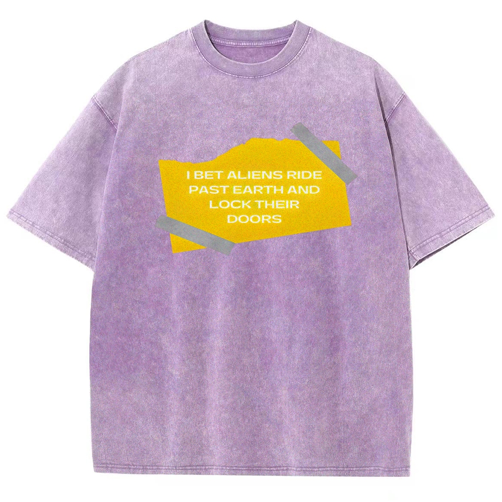 Aliens Lock Their Doors Graphic Washed T-Shirt