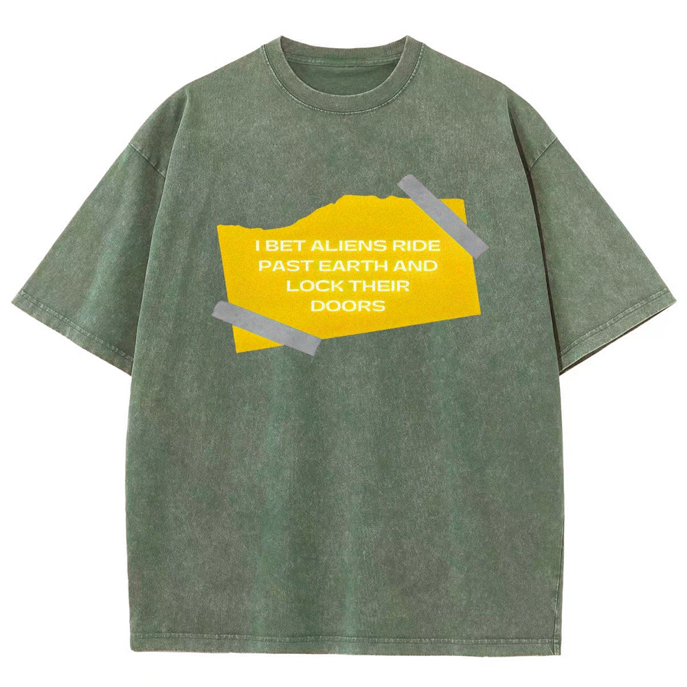 Aliens Lock Their Doors Graphic Washed T-Shirt