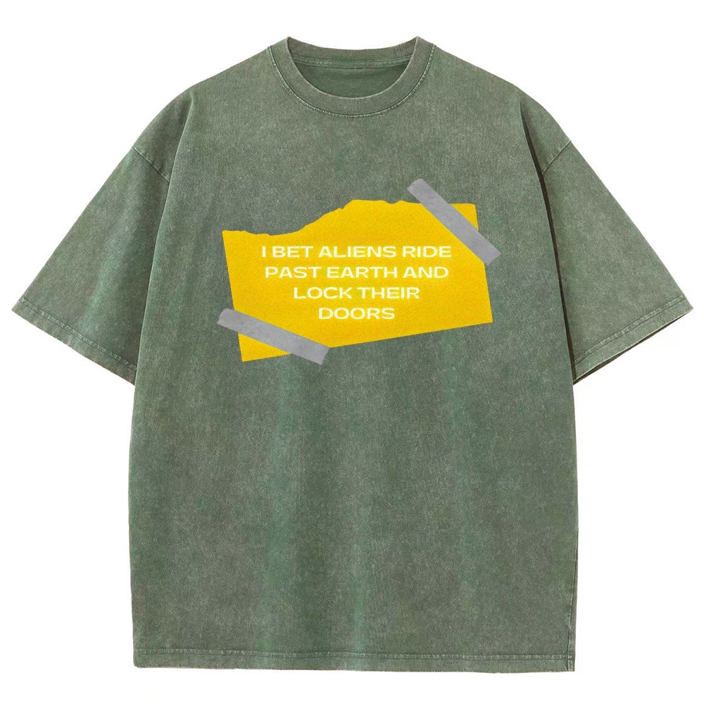 Aliens Lock Their Doors Graphic Washed T-Shirt