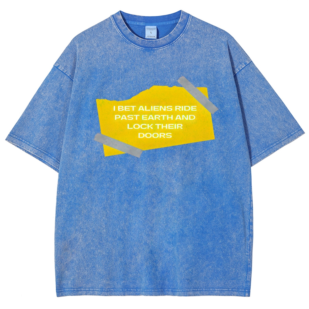 Aliens Lock Their Doors Graphic Washed T-Shirt
