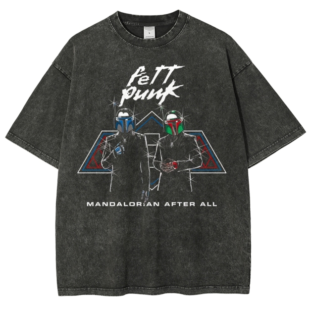 Fett Punk Mandalorian Graphic Washed T-Shirt