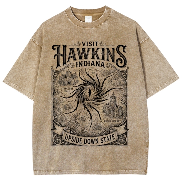 Visit Hawkins Indiana Graphic Washed T-Shirt
