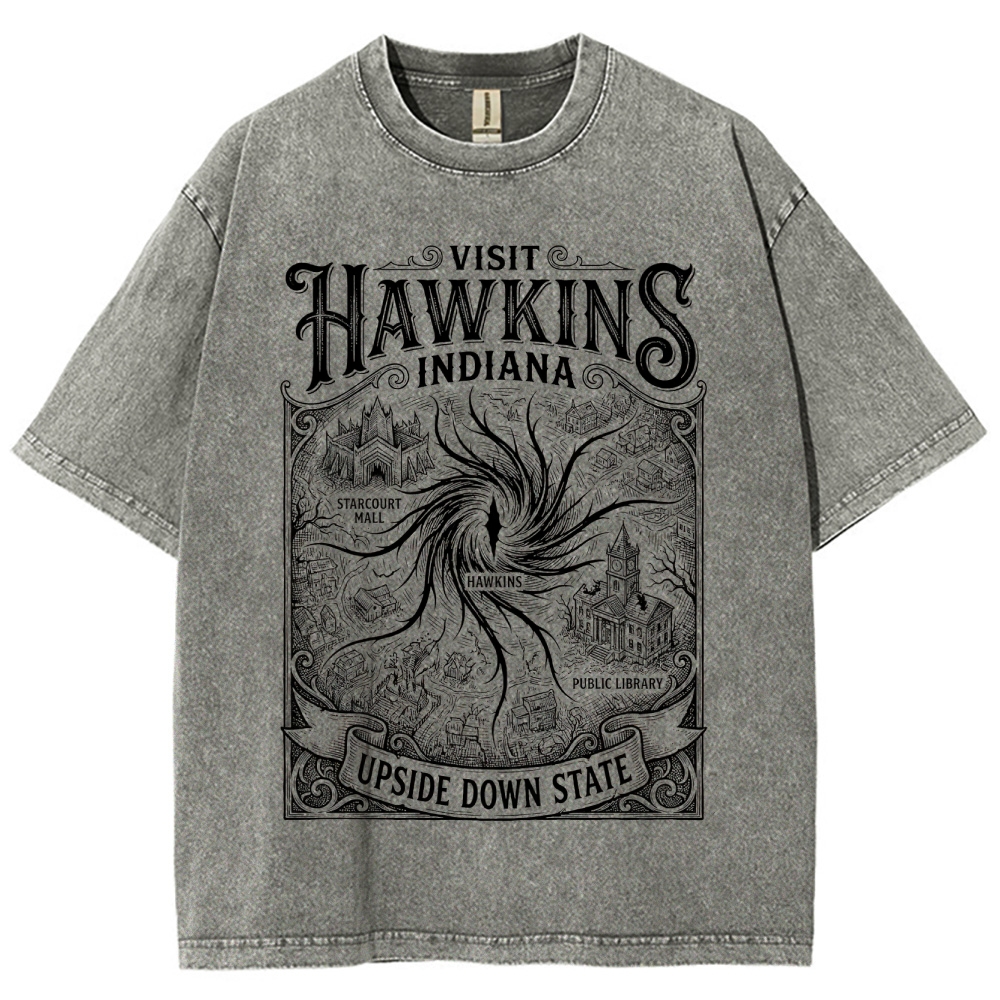 Visit Hawkins Indiana Graphic Washed T-Shirt