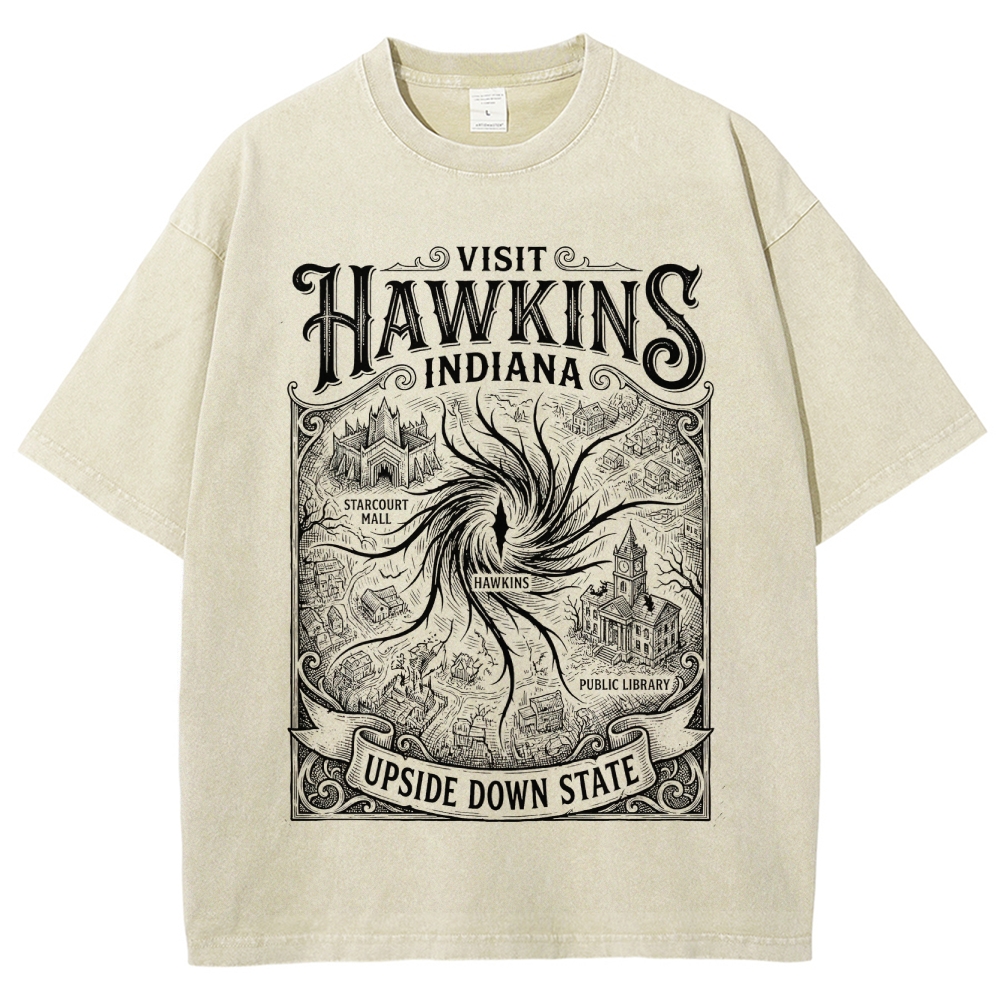 Visit Hawkins Indiana Graphic Washed T-Shirt