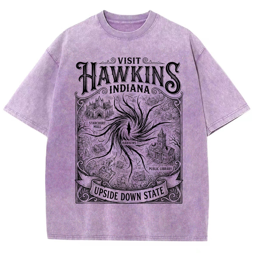 Visit Hawkins Indiana Graphic Washed T-Shirt