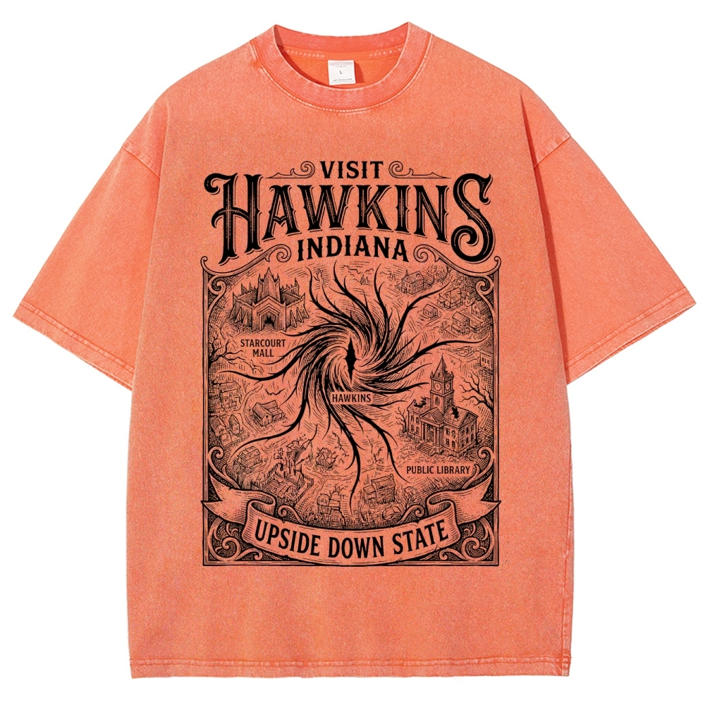 Visit Hawkins Indiana Graphic Washed T-Shirt