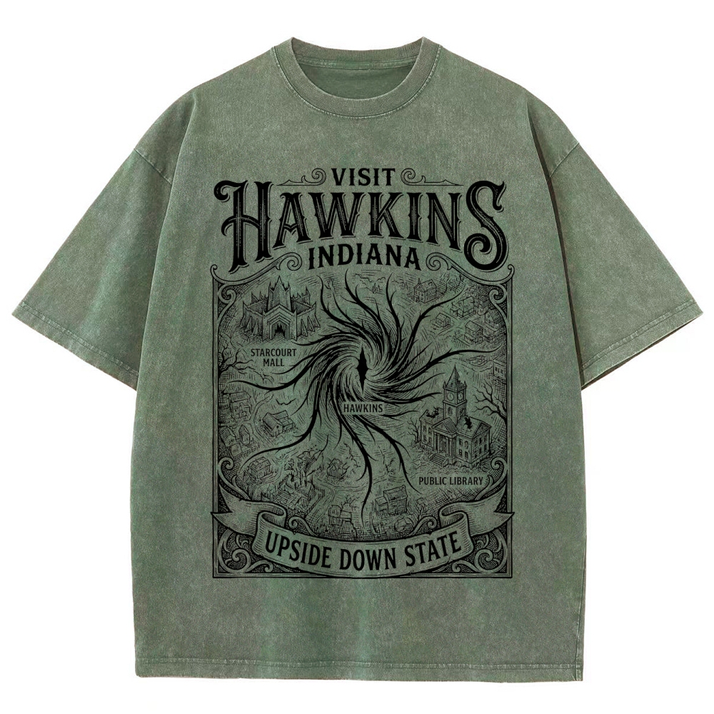 Visit Hawkins Indiana Graphic Washed T-Shirt