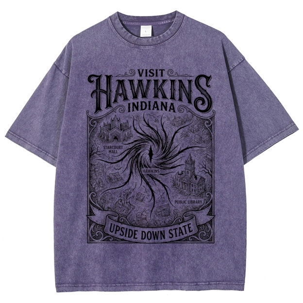 Visit Hawkins Indiana Graphic Washed T-Shirt