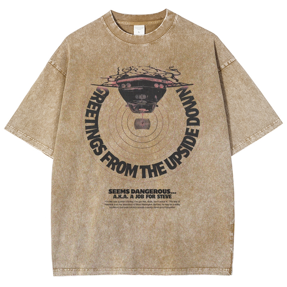 Greetings From The Upside Down Graphic Washed T-Shirt