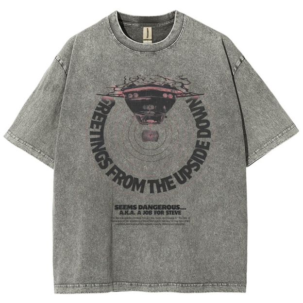 Greetings From The Upside Down Graphic Washed T-Shirt