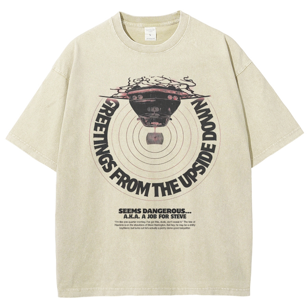 Greetings From The Upside Down Graphic Washed T-Shirt