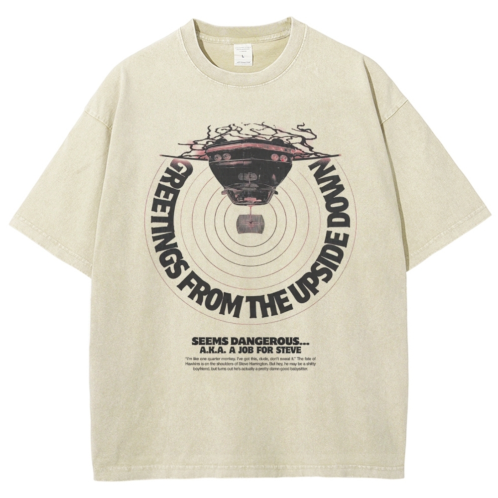 Greetings From The Upside Down Graphic Washed T-Shirt