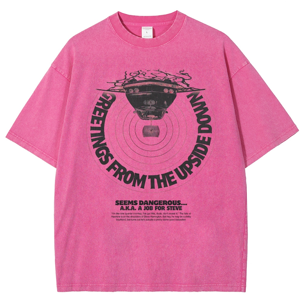 Greetings From The Upside Down Graphic Washed T-Shirt