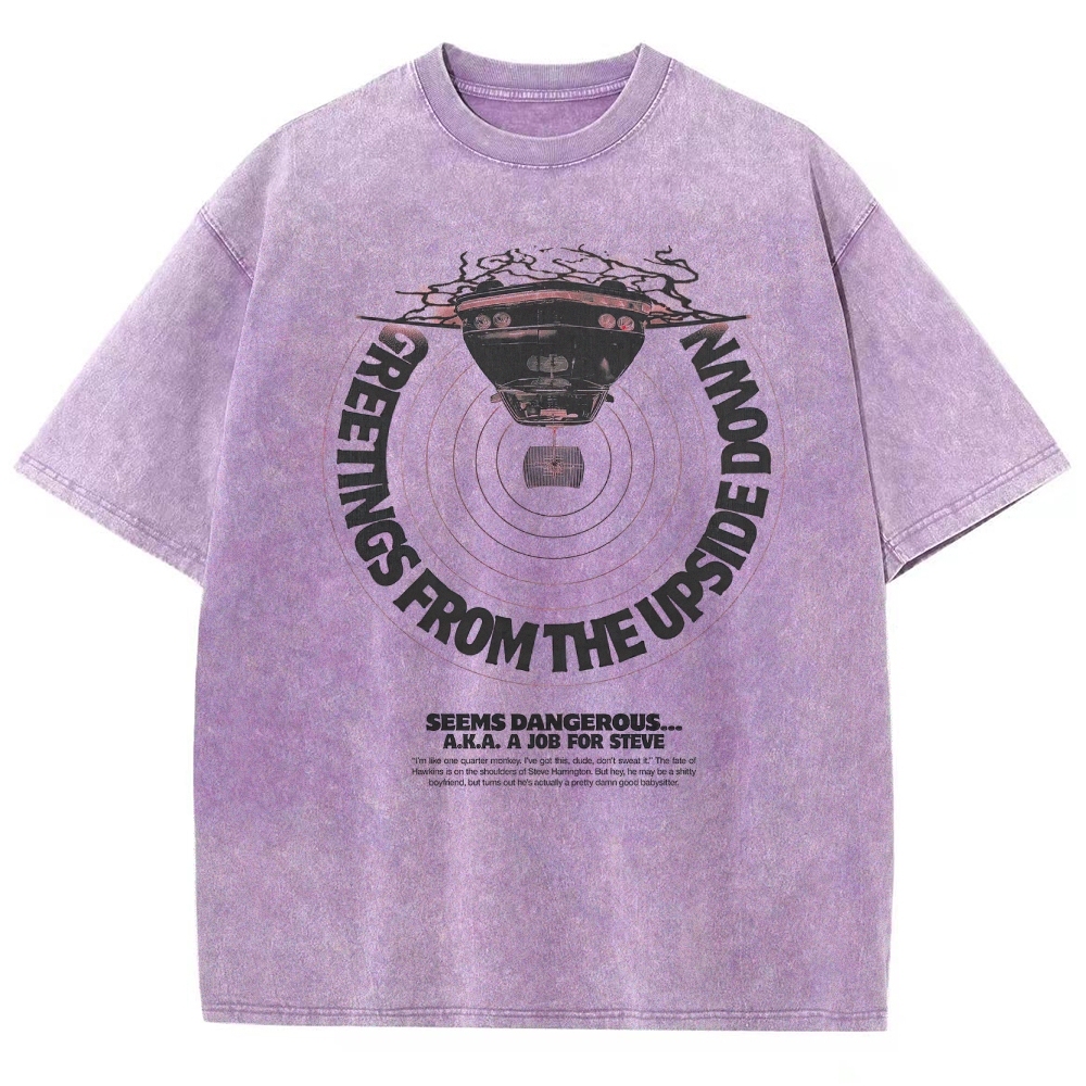 Greetings From The Upside Down Graphic Washed T-Shirt