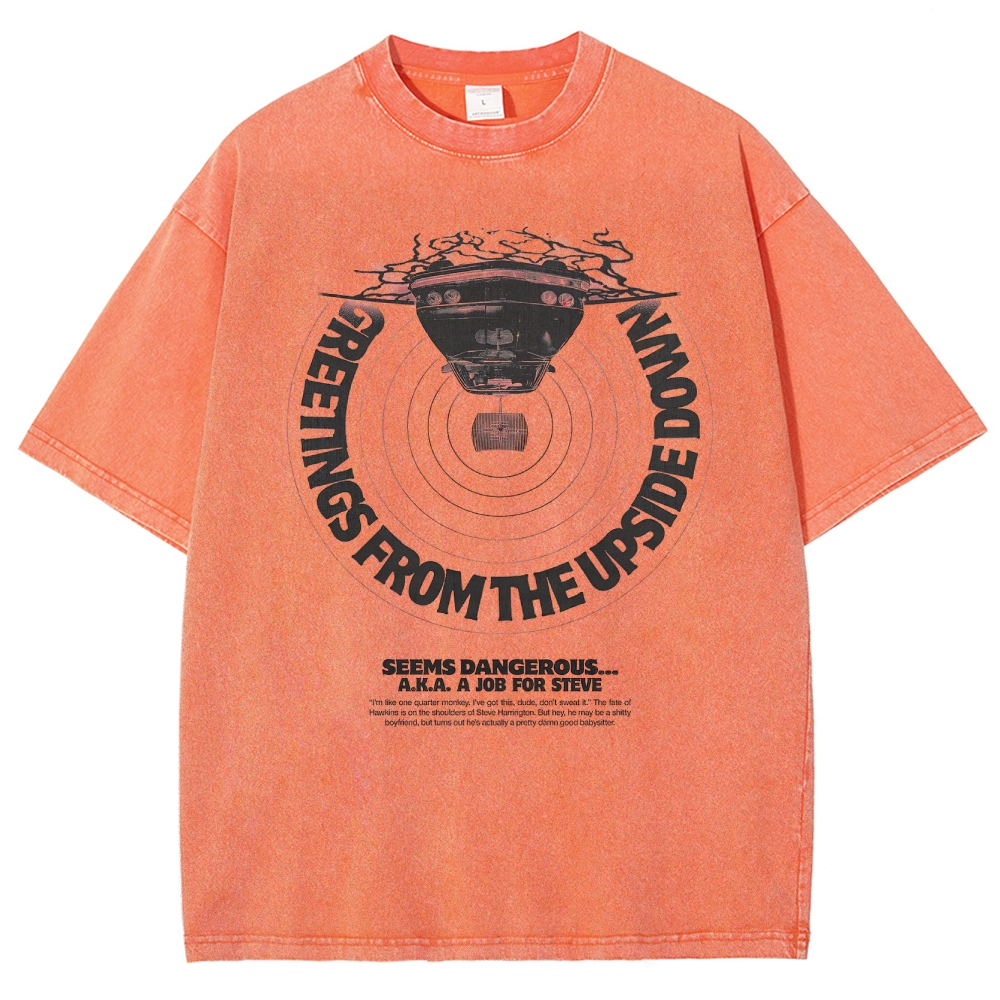Greetings From The Upside Down Graphic Washed T-Shirt