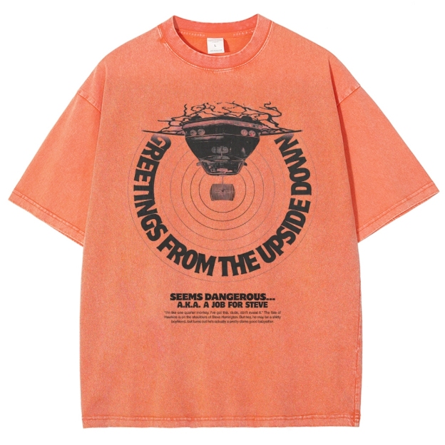 Greetings From The Upside Down Graphic Washed T-Shirt