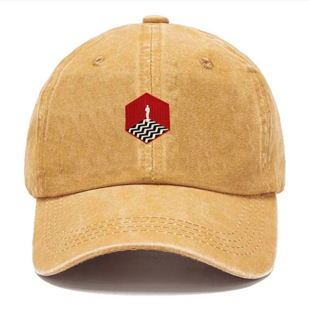  Red Hex Abstract Silhouette Casual Washed Cap 