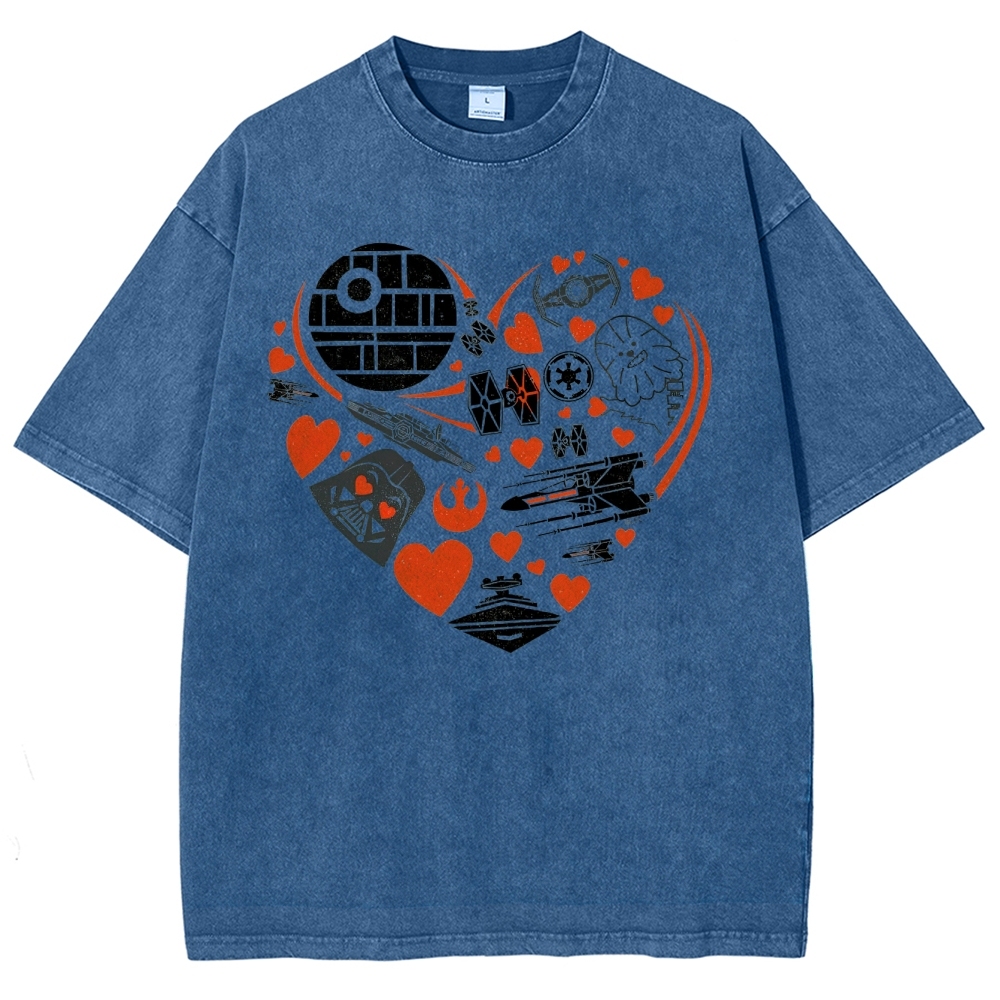 Space Icon Heart Graphic Washed T-Shirt