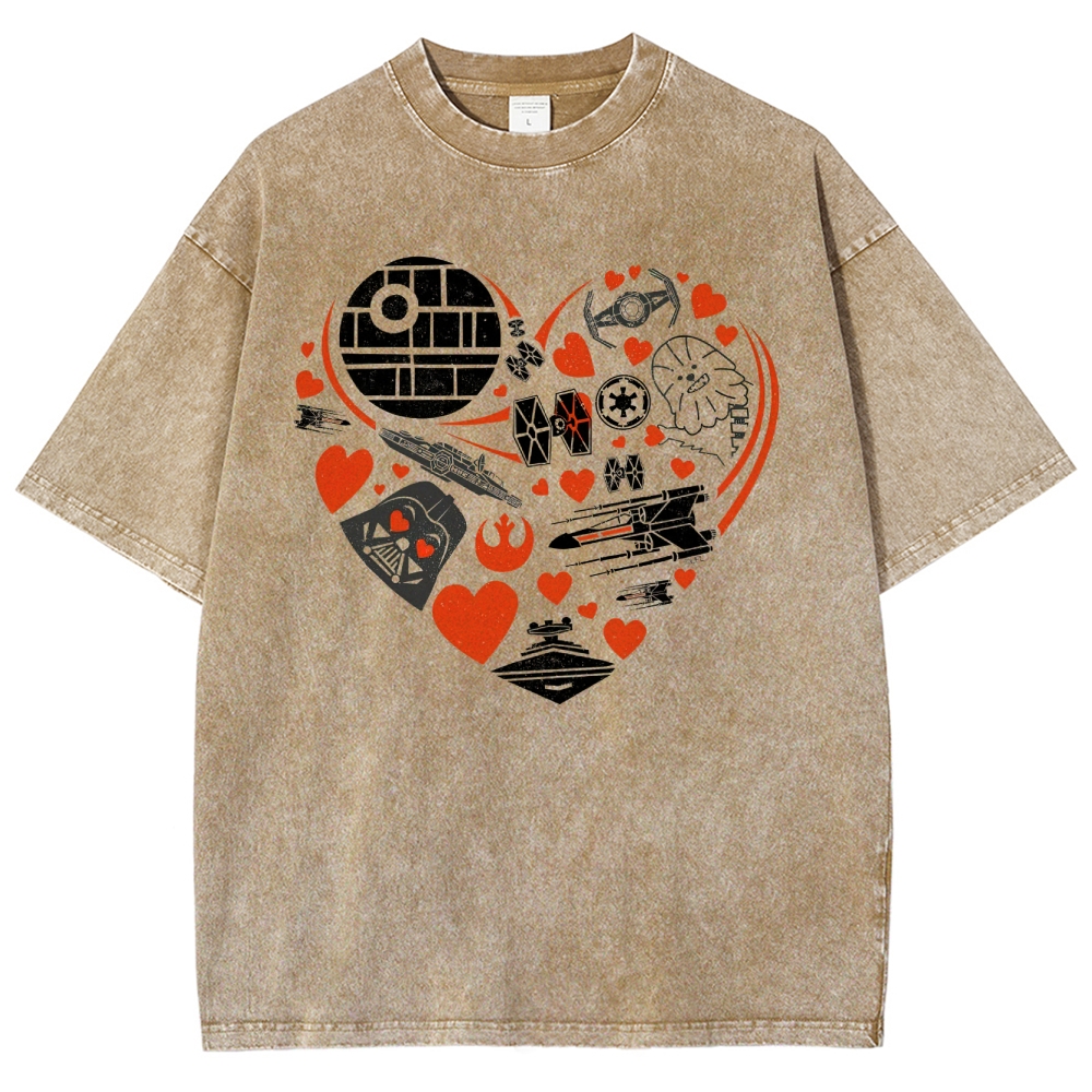 Space Icon Heart Graphic Washed T-Shirt