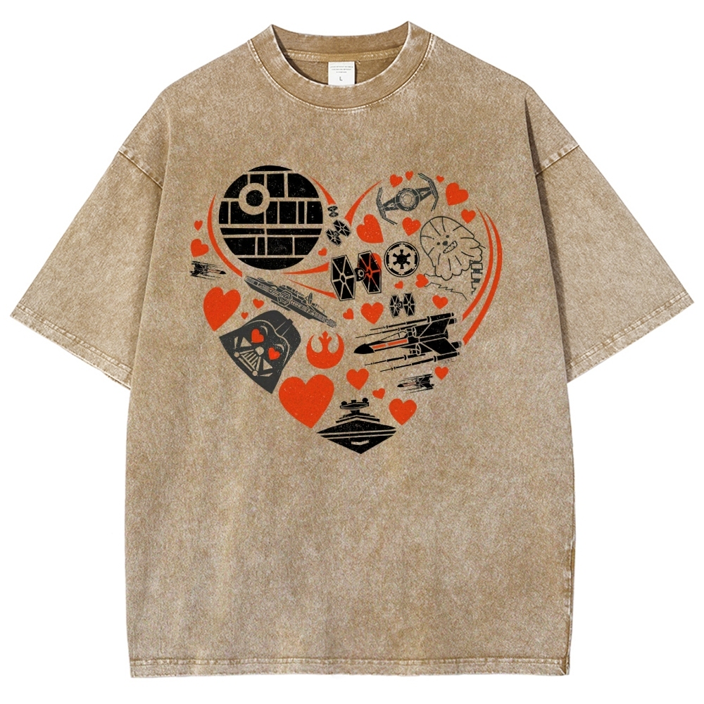 Space Icon Heart Graphic Washed T-Shirt
