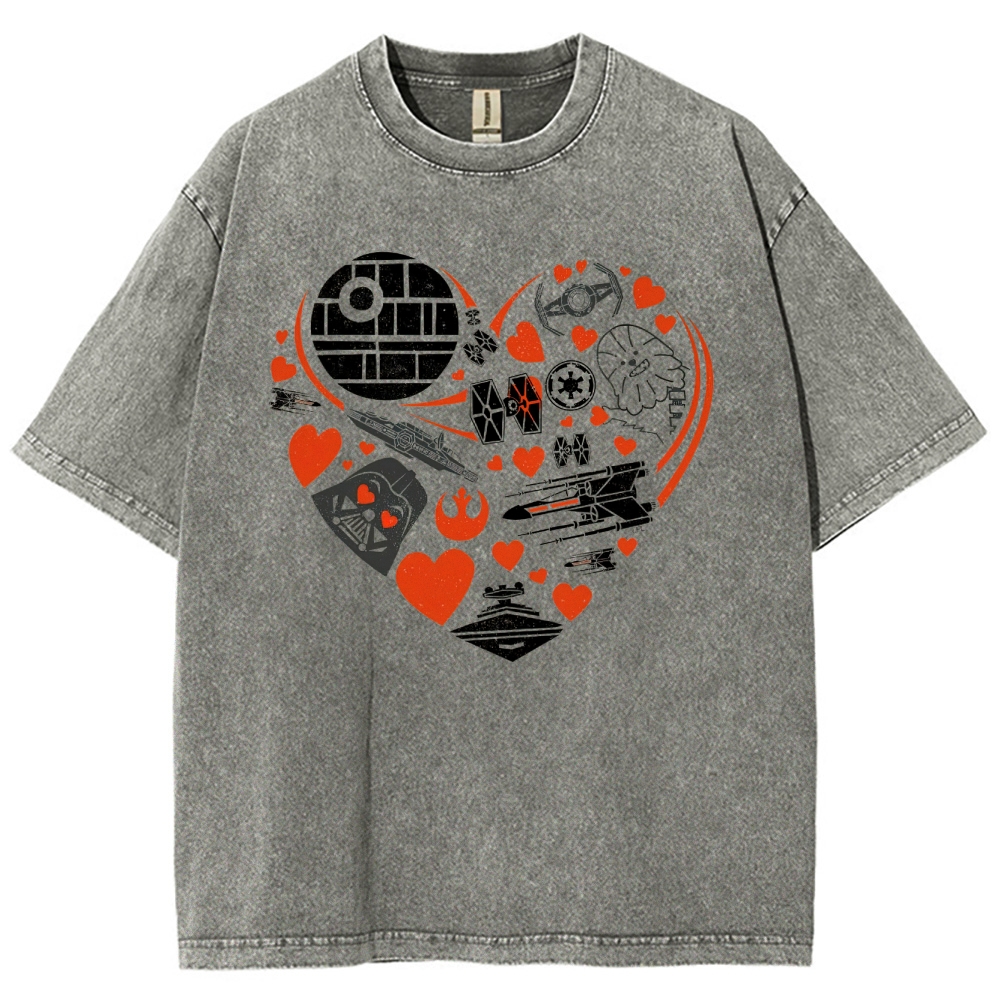 Space Icon Heart Graphic Washed T-Shirt