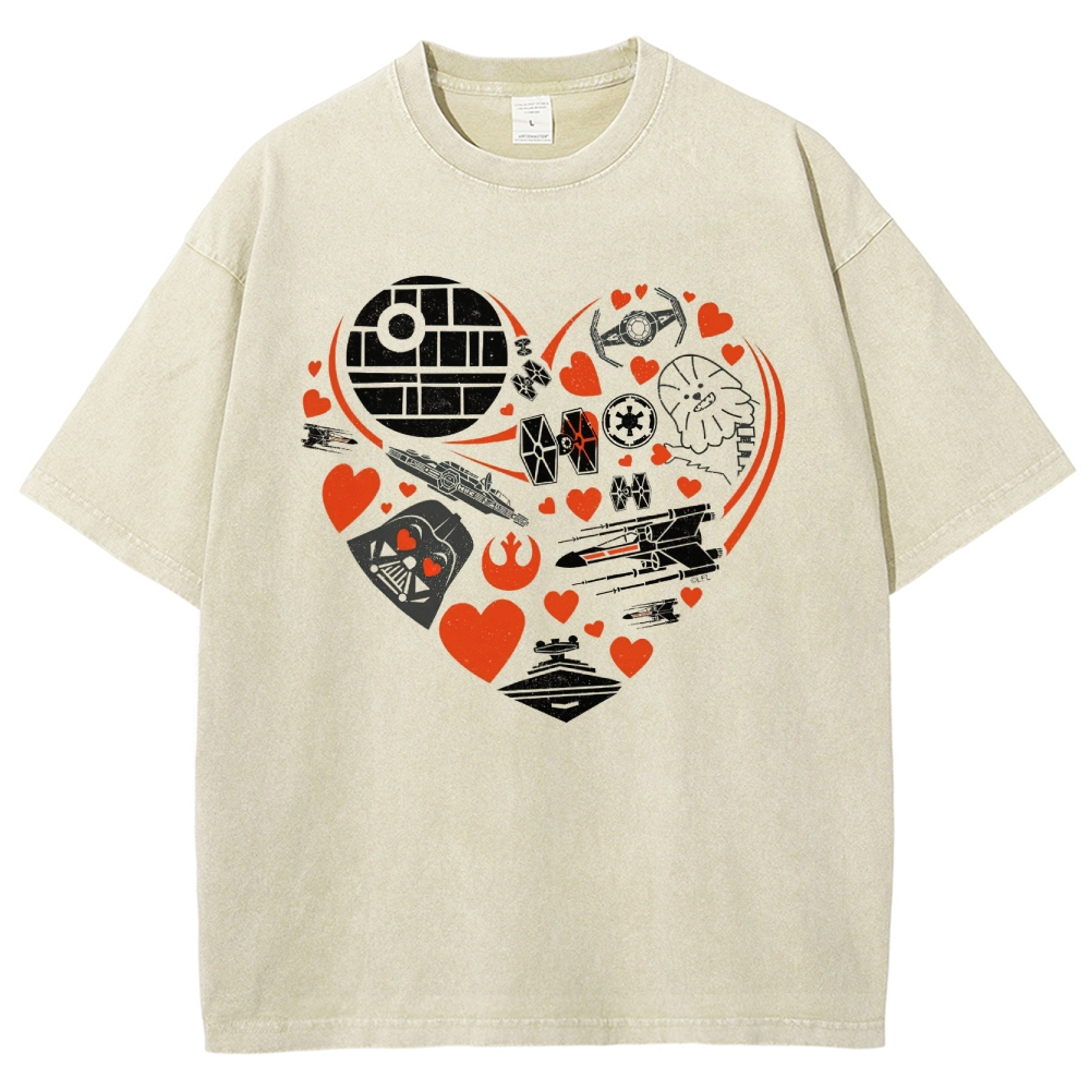 Space Icon Heart Graphic Washed T-Shirt