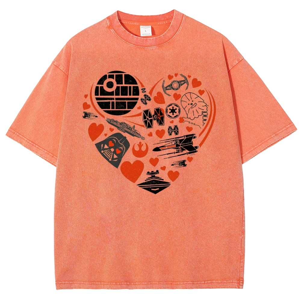 Space Icon Heart Graphic Washed T-Shirt