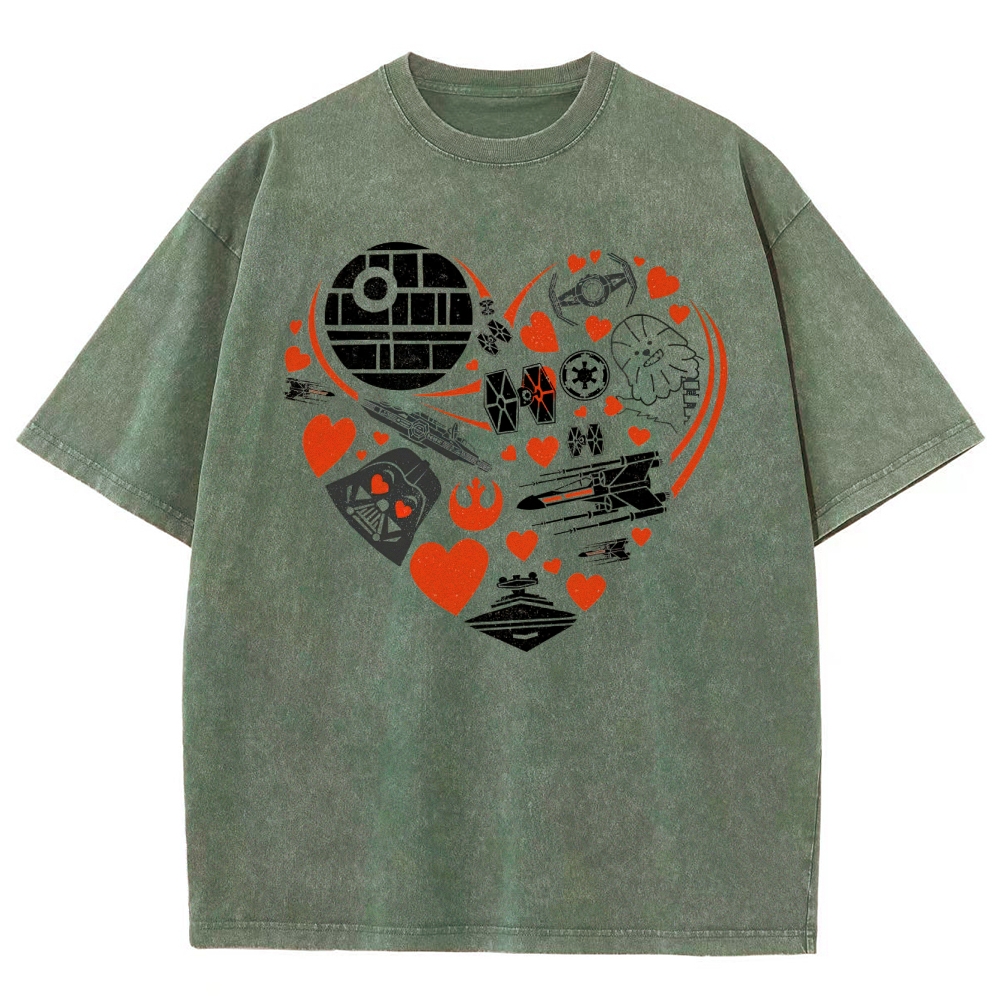 Space Icon Heart Graphic Washed T-Shirt
