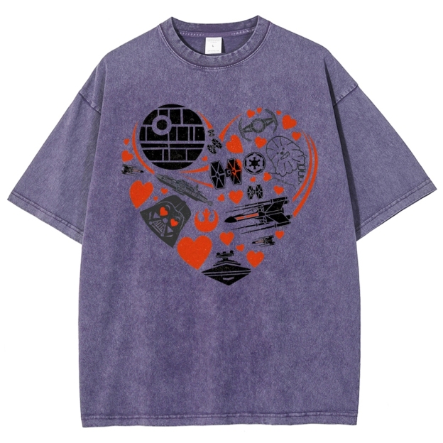 Space Icon Heart Graphic Washed T-Shirt