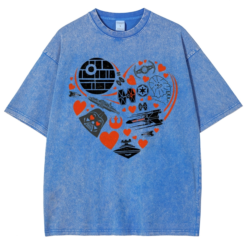 Space Icon Heart Graphic Washed T-Shirt