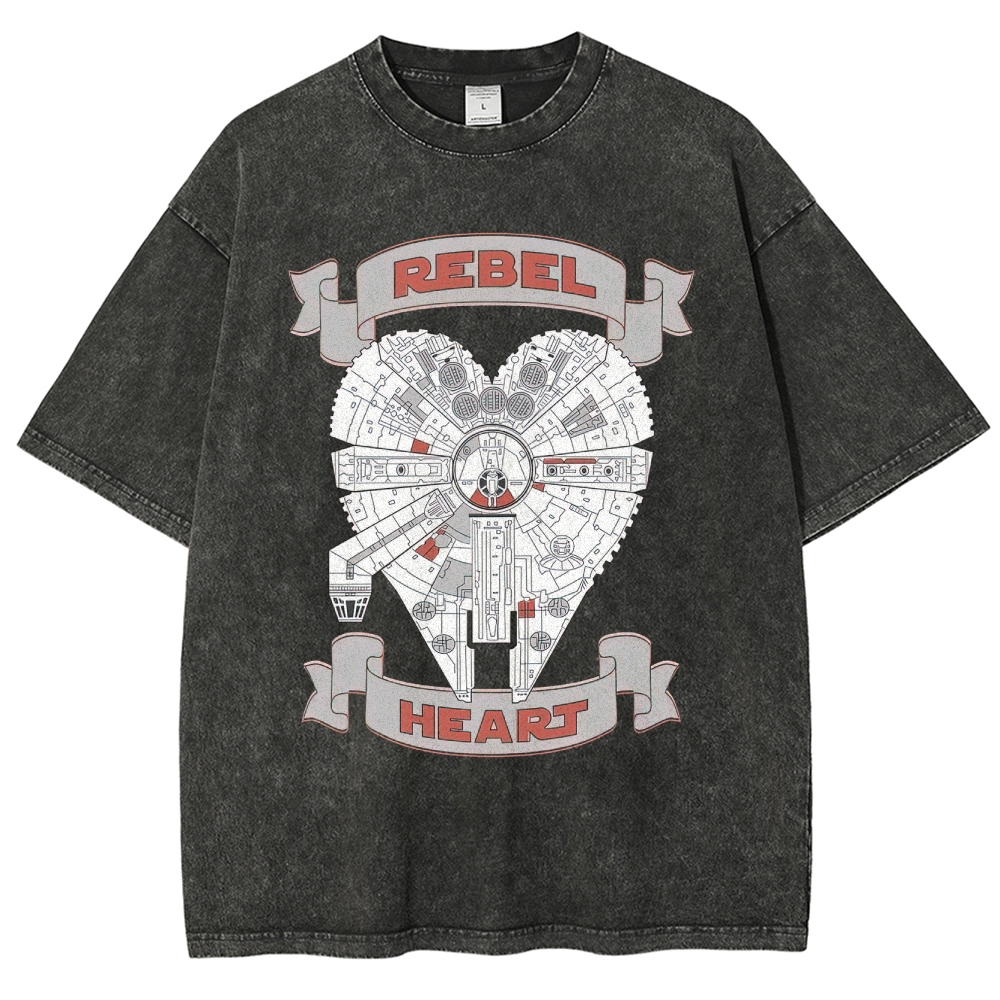 Rebel Heart Space Ship Graphic Washed T-Shirt