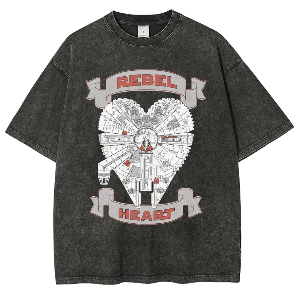 Rebel Heart Space Ship Graphic Washed T-Shirt