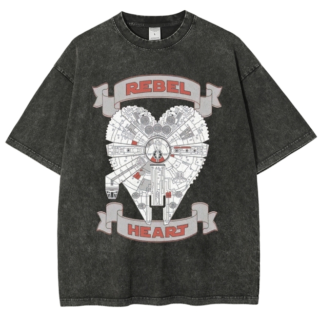 Rebel Heart Space Ship Graphic Washed T-Shirt