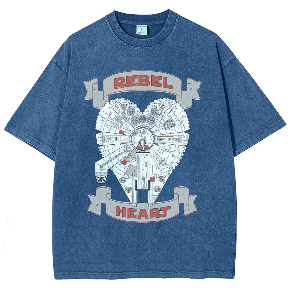 Rebel Heart Space Ship Graphic Washed T-Shirt