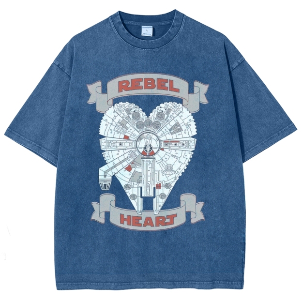 Rebel Heart Space Ship Graphic Washed T-Shirt
