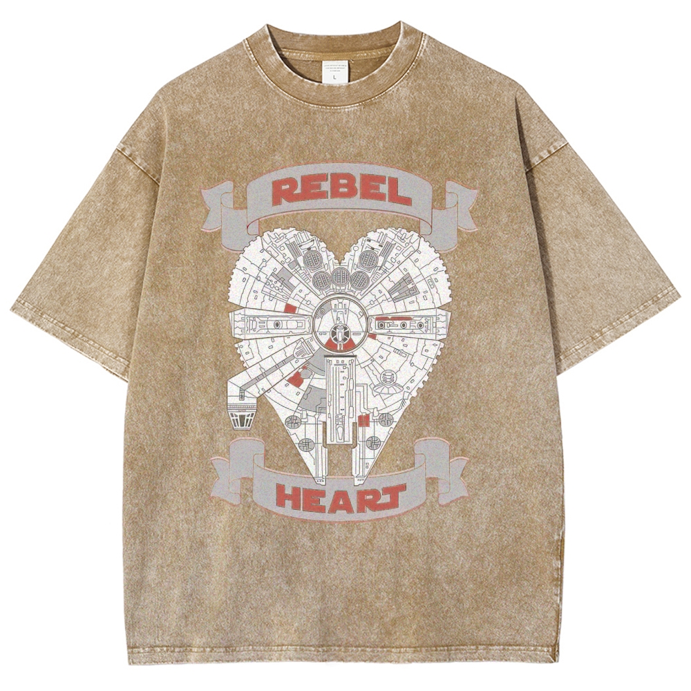 Rebel Heart Space Ship Graphic Washed T-Shirt