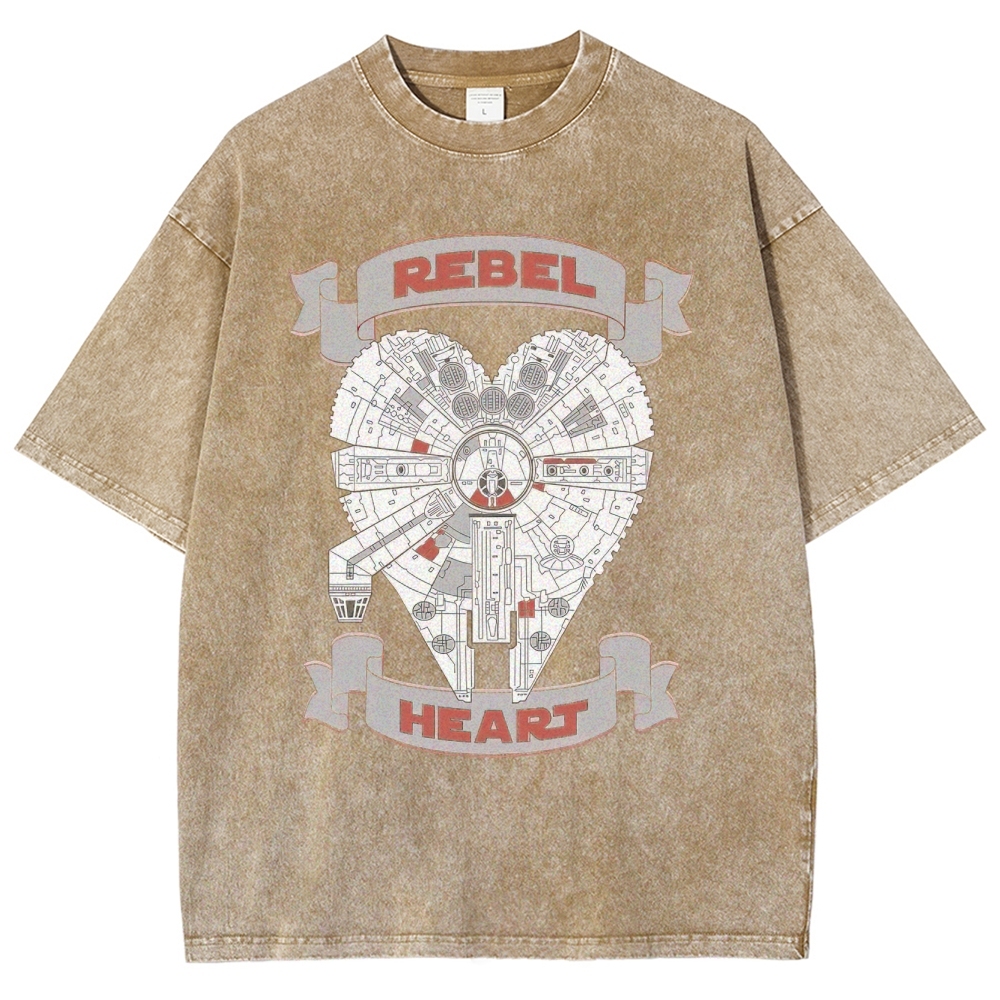 Rebel Heart Space Ship Graphic Washed T-Shirt
