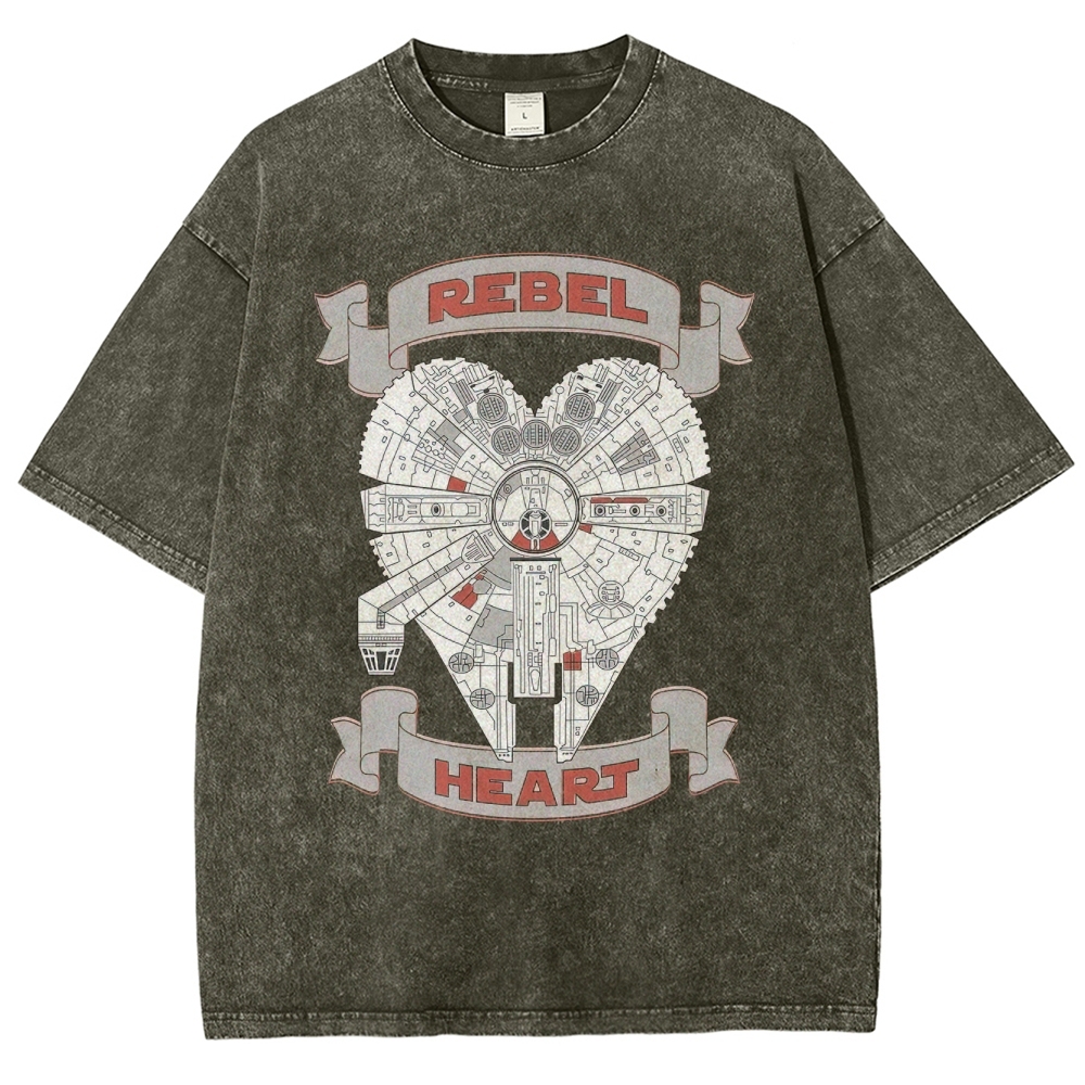 Rebel Heart Space Ship Graphic Washed T-Shirt