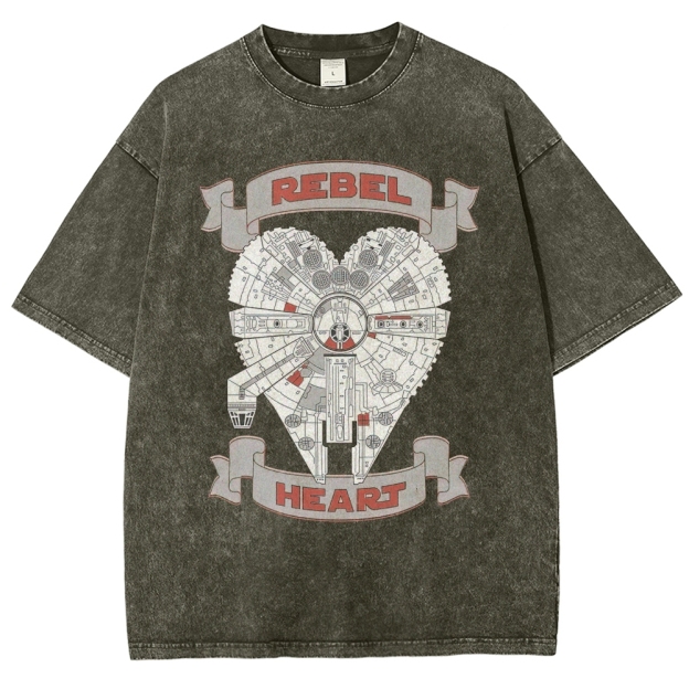 Rebel Heart Space Ship Graphic Washed T-Shirt