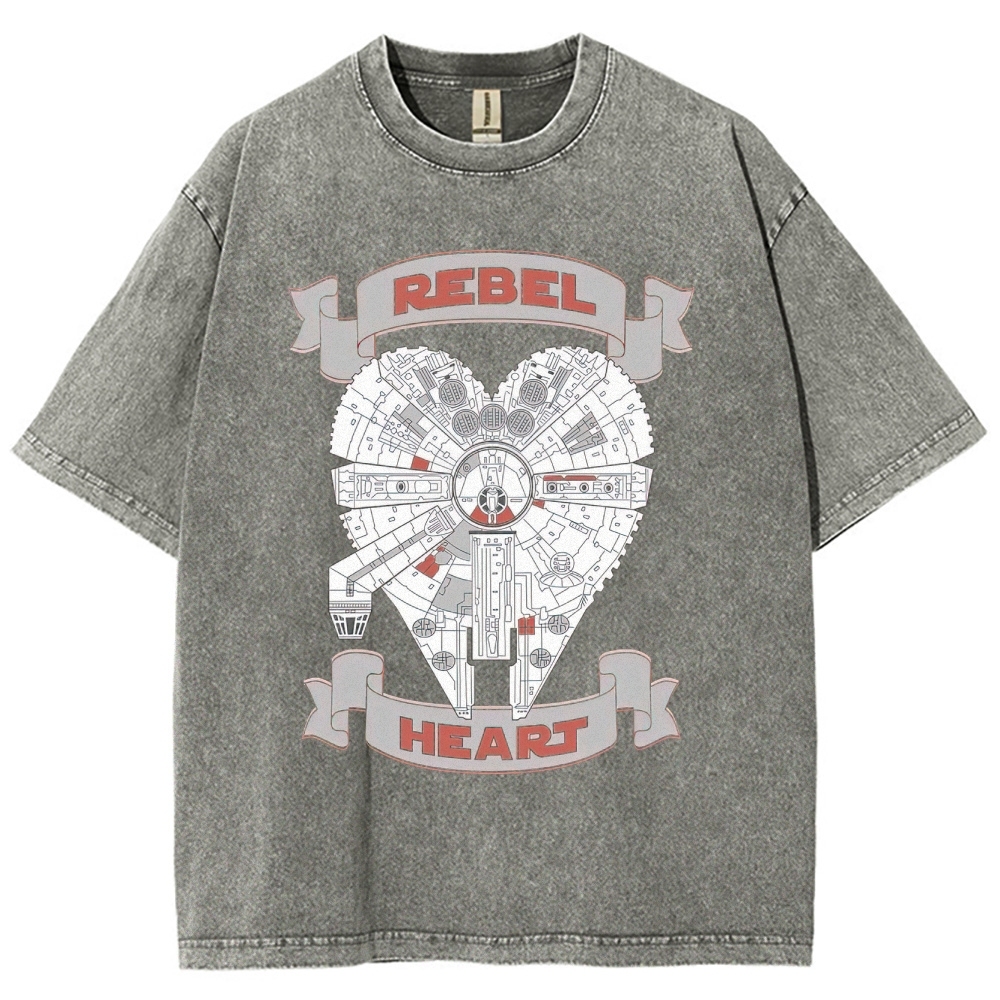 Rebel Heart Space Ship Graphic Washed T-Shirt