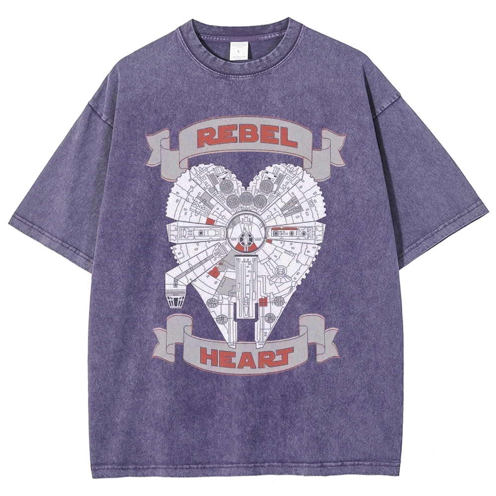 Rebel Heart Space Ship Graphic Washed T-Shirt