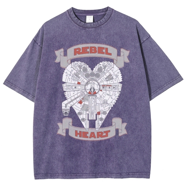 Rebel Heart Space Ship Graphic Washed T-Shirt