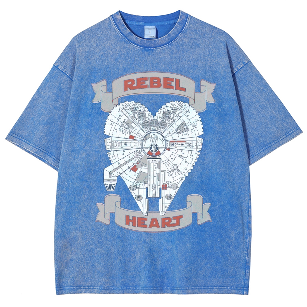 Rebel Heart Space Ship Graphic Washed T-Shirt