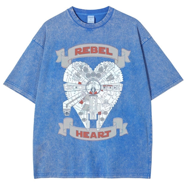 Rebel Heart Space Ship Graphic Washed T-Shirt